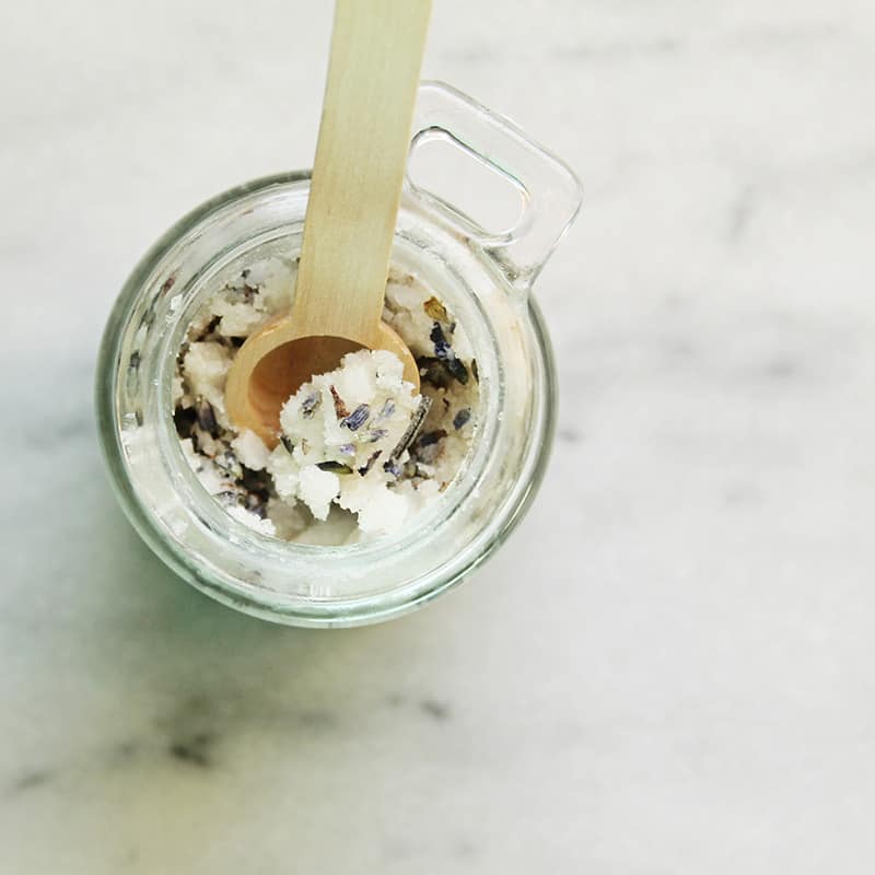 DIY coconut lavender foot scrub
