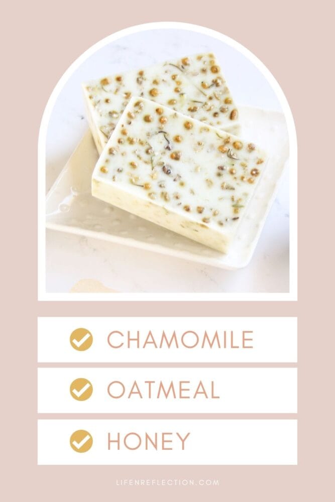 A blend of oatmeal, chamomile, honey, and goat milk poured into soap bars will leave even the driest skin feeling calm and moisturized. It may sound complicated, but it’s really a simple melt and pour soap recipe that can made in minutes! 