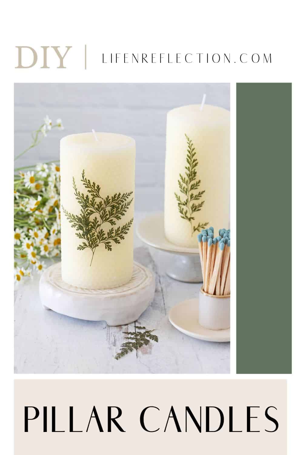 Pressed Leaf Candle Pillars Tutorial Unique Home Decor