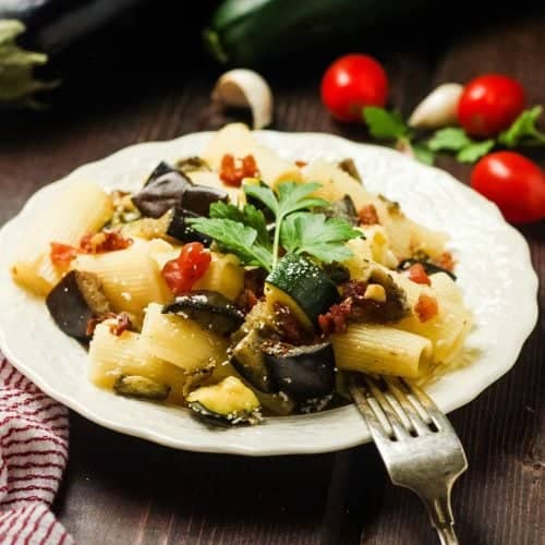 Easy Eggplant and Zucchini with Pasta