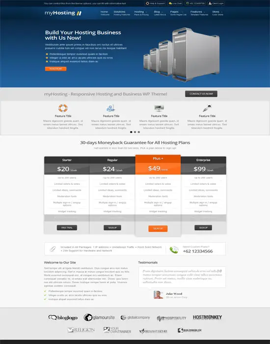 55+ Excellent Web Hosting Website Templates with Professional look WP