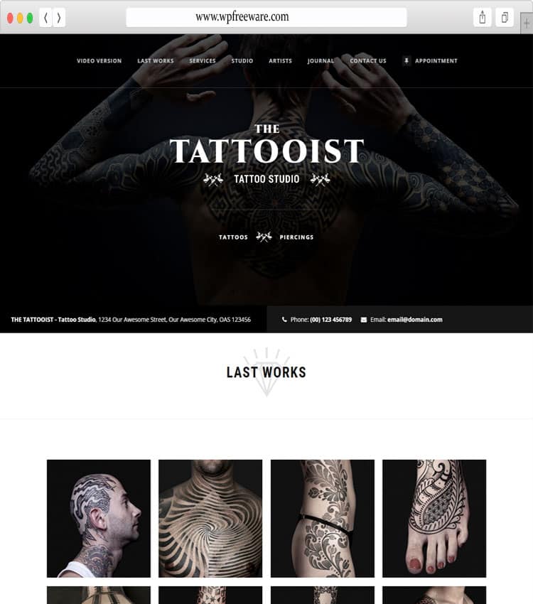 17 Brilliant Tattoo Website Templates Free & Premium WP Freeware