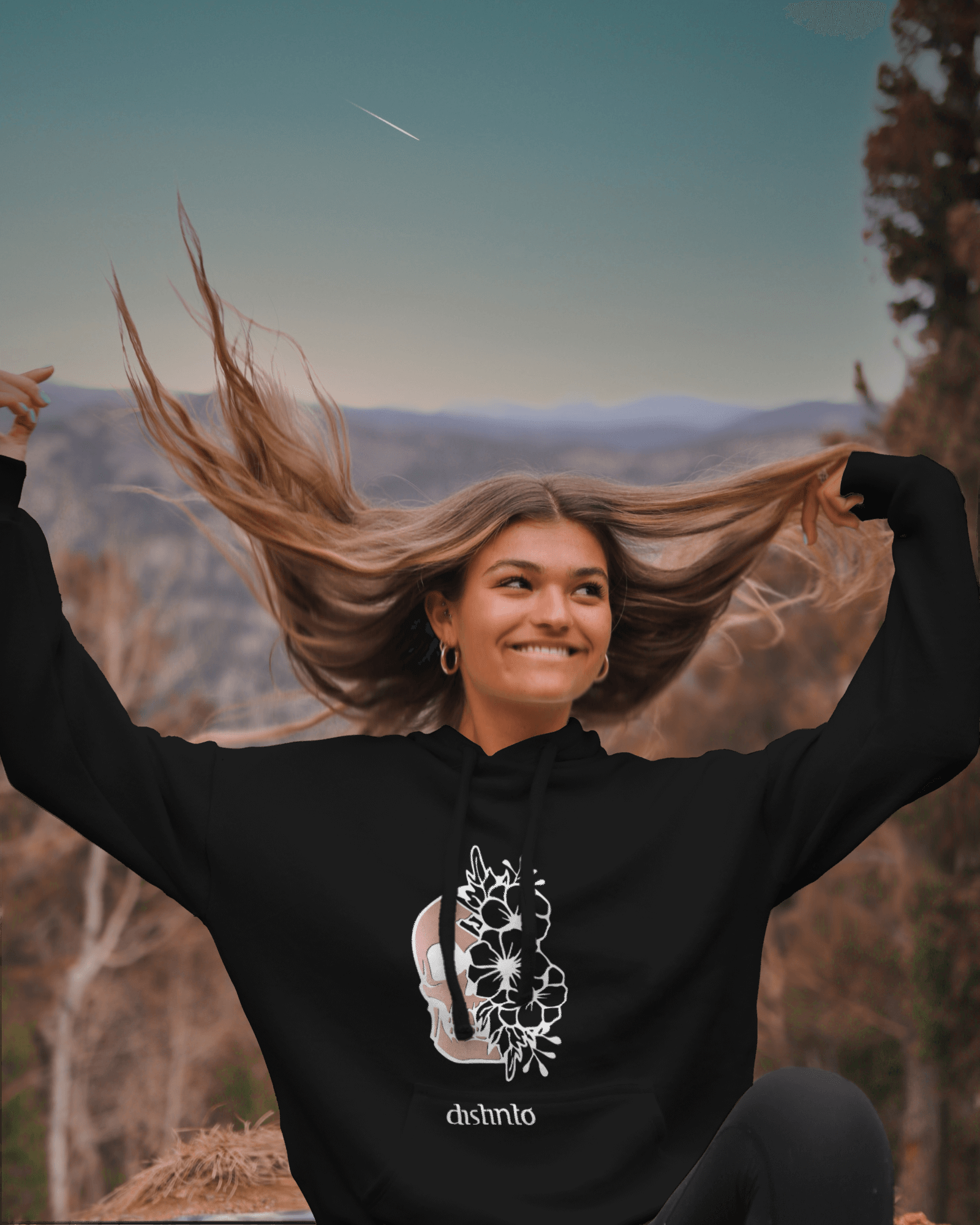 Caveira com Flores - Sweatshirt Motard