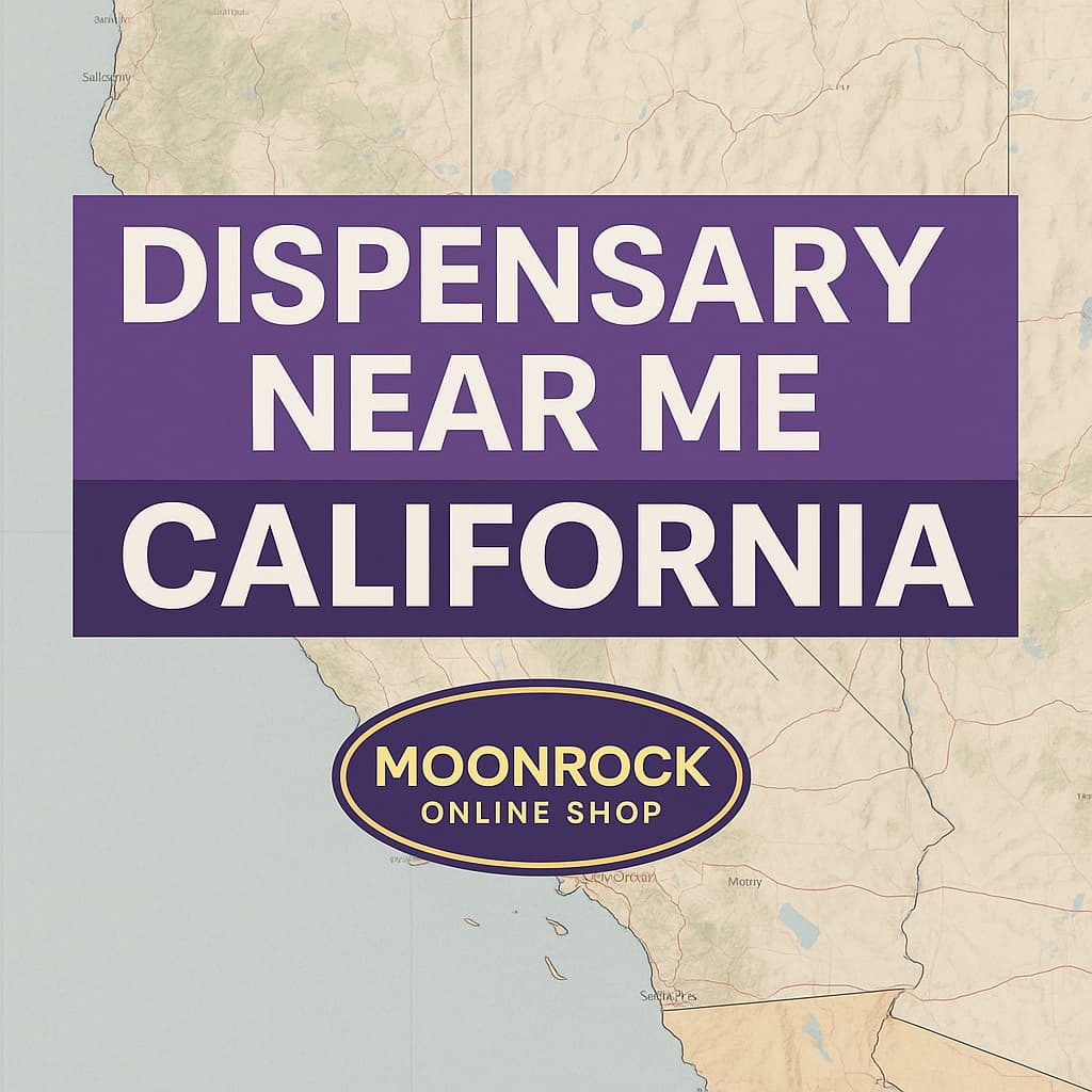 Dispensary Near Me California cover image showing Moonrock Online Shop branding and a California map background