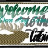 Cabin Theme Saying Welcome cabin designs with and without knockdown stitch