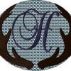 Antlers with a knockdown stitch and an alphabet letter: H