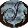 Antlers with a knockdown stitch and an alphabet letter: J