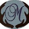 Antlers with a knockdown stitch and an alphabet letter:M