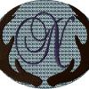 Antlers with a knockdown stitch and an alphabet letter: N