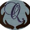 Antlers with a knockdown stitch and an alphabet letter: Q