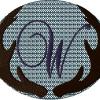 Antlers with a knockdown stitch and an alphabet letter: W