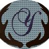 Antlers with a knockdown stitch and an alphabet letter: Y