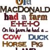 Old MacDonald 4x4 Book Pillow Words and Barn