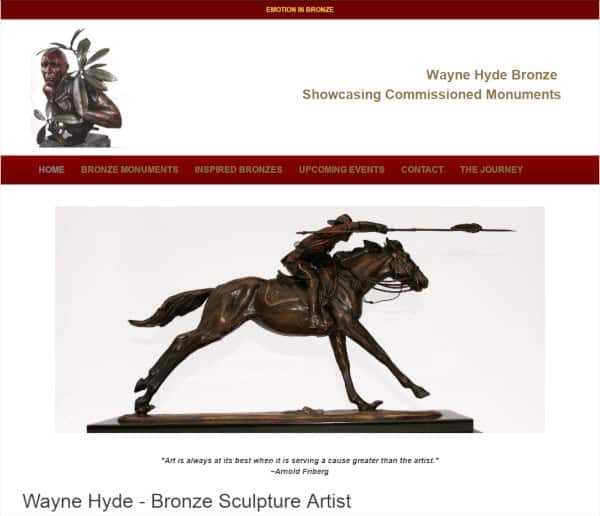 wayne hyde bronze website screenshot