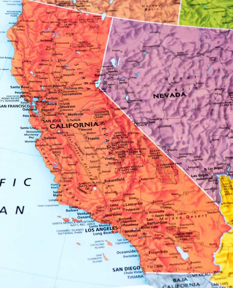 Map of California highlighting the state as a closed market for online sports betting where prediction apps now operate.