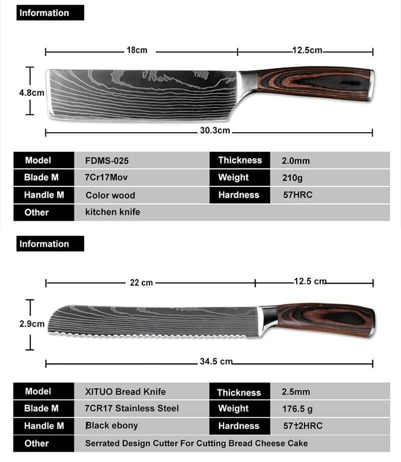 XITUO Japanese Kitchen Knives Damascus Steel Pattern Professional Chef Knife Santoku Cleaver Filleting Vegetable Cultery 2 Style
