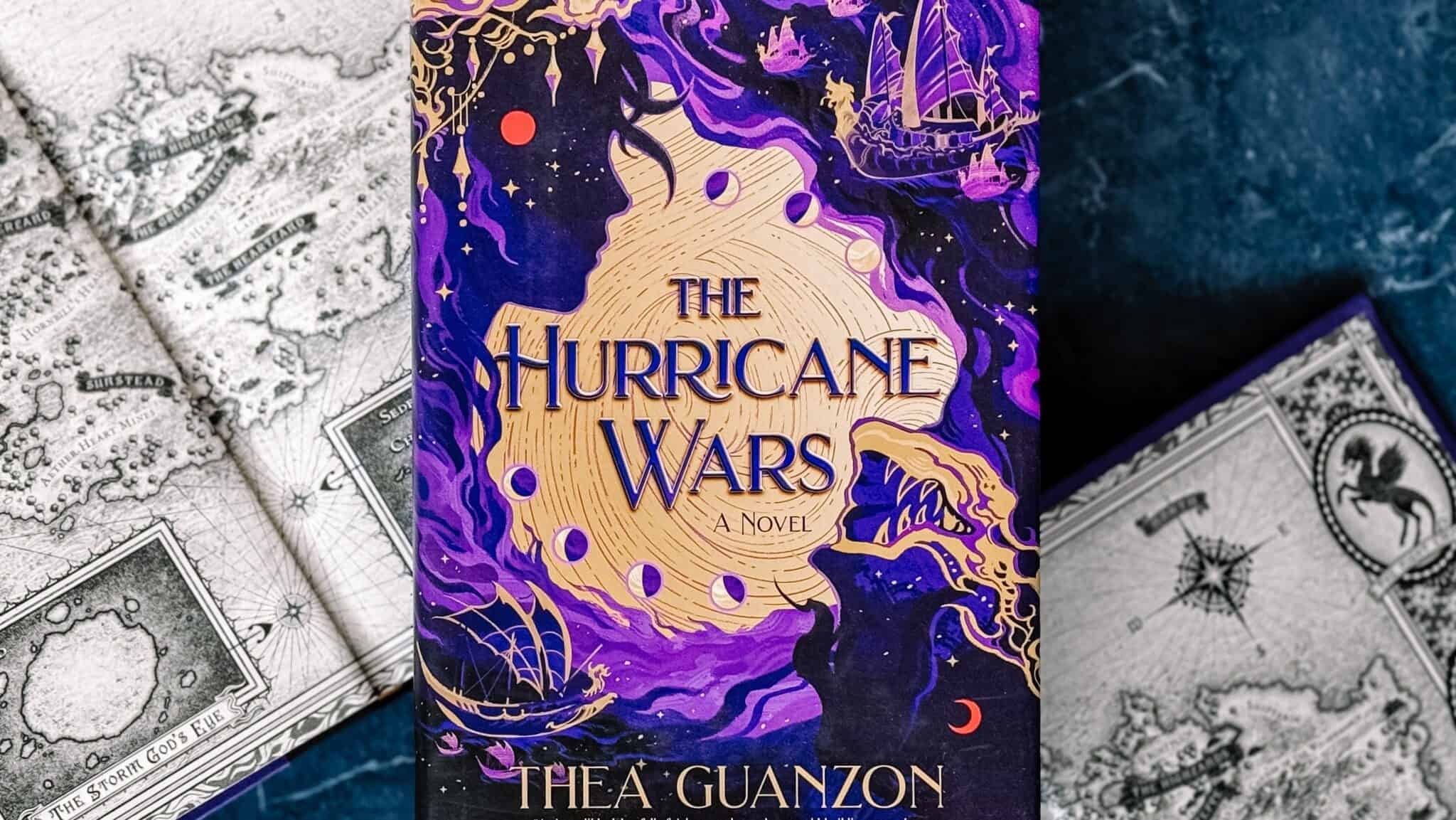 Cover of "The Hurricane Wars" by Thea Guanzon with map and blue background.
