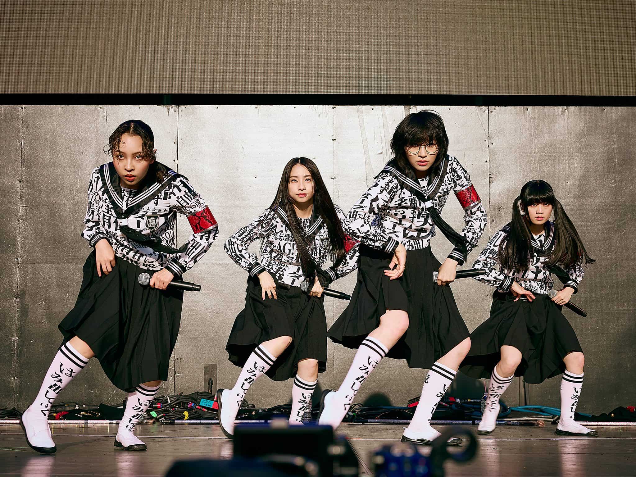 Members of Atarashii Gakko! perform onstage at the "Head in the Clouds" 20x24 festival in New York.