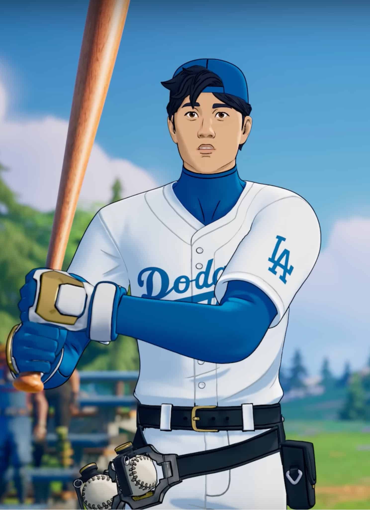 Shohei Ohtani and Ohtani in samurai outfit in the game Fortnite.