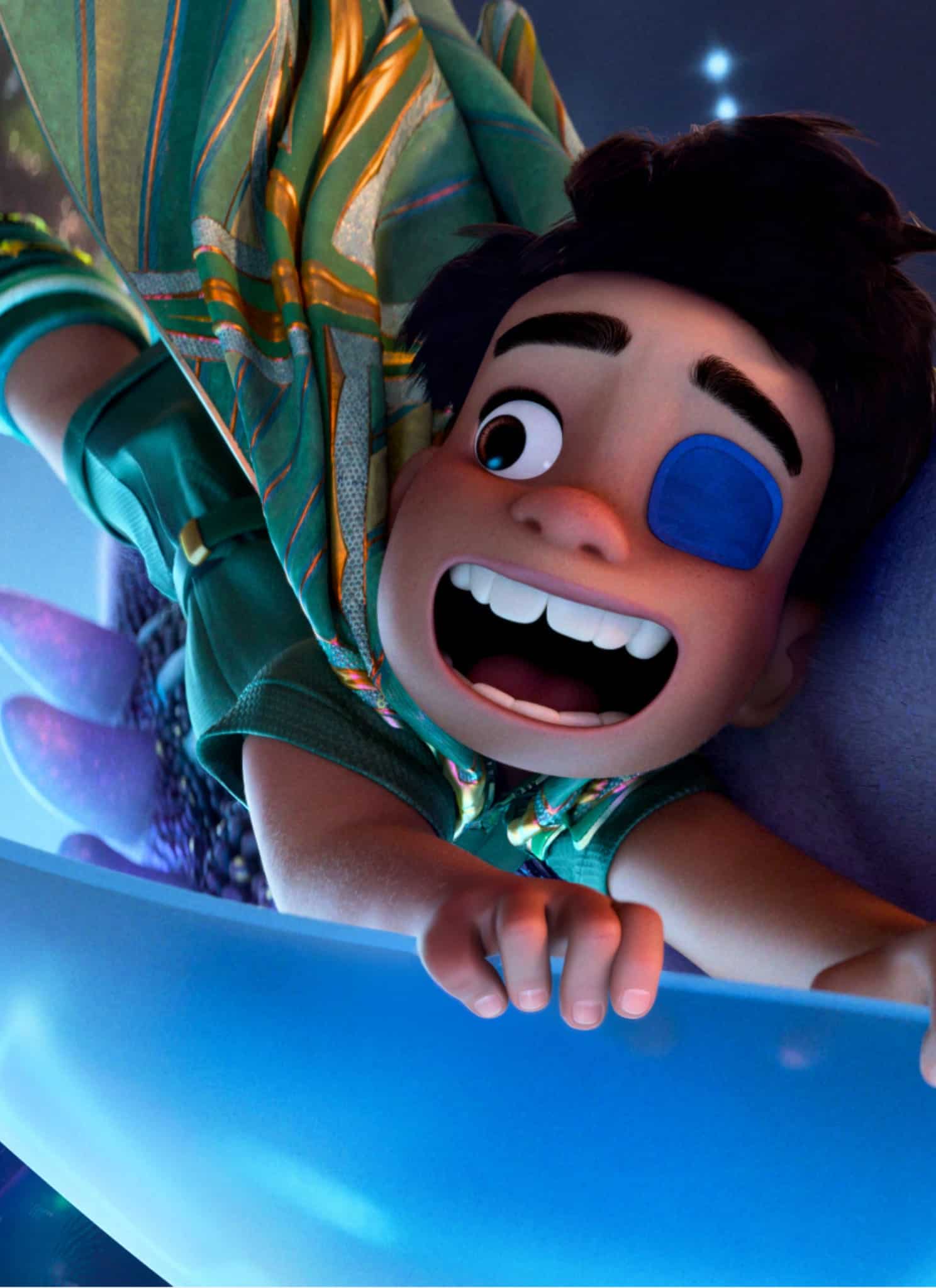 Elio character in space with alien creature.