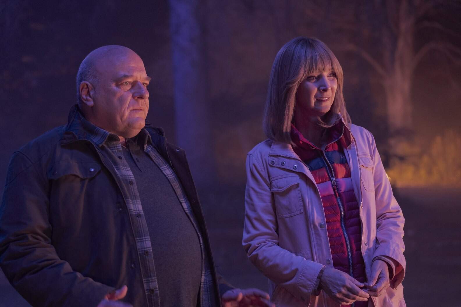 From left, Dean Norris as Cliff and Lisa Kudrow as Liddy in "The Parenting."
