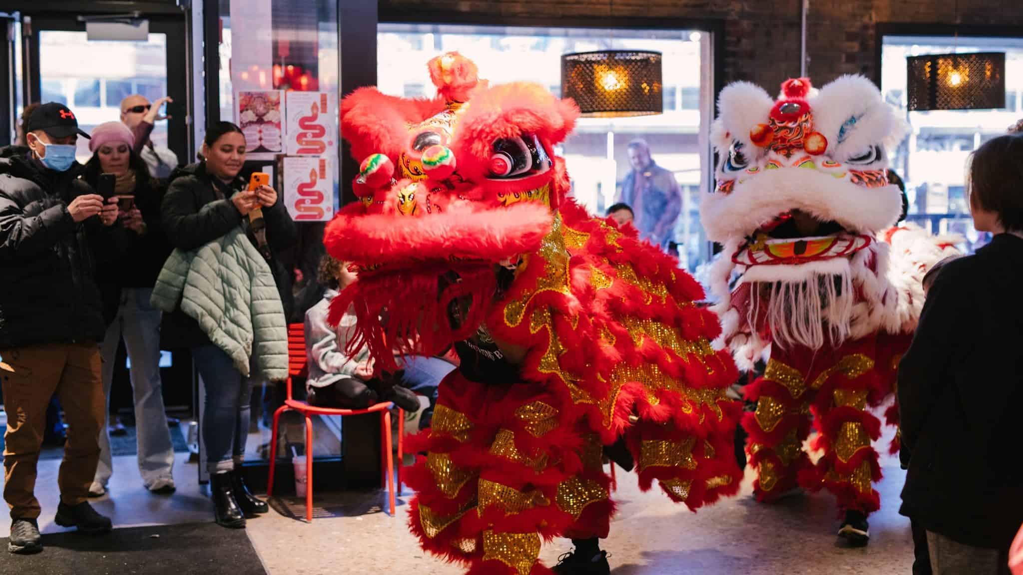 A Lunar New Year dragon dance.