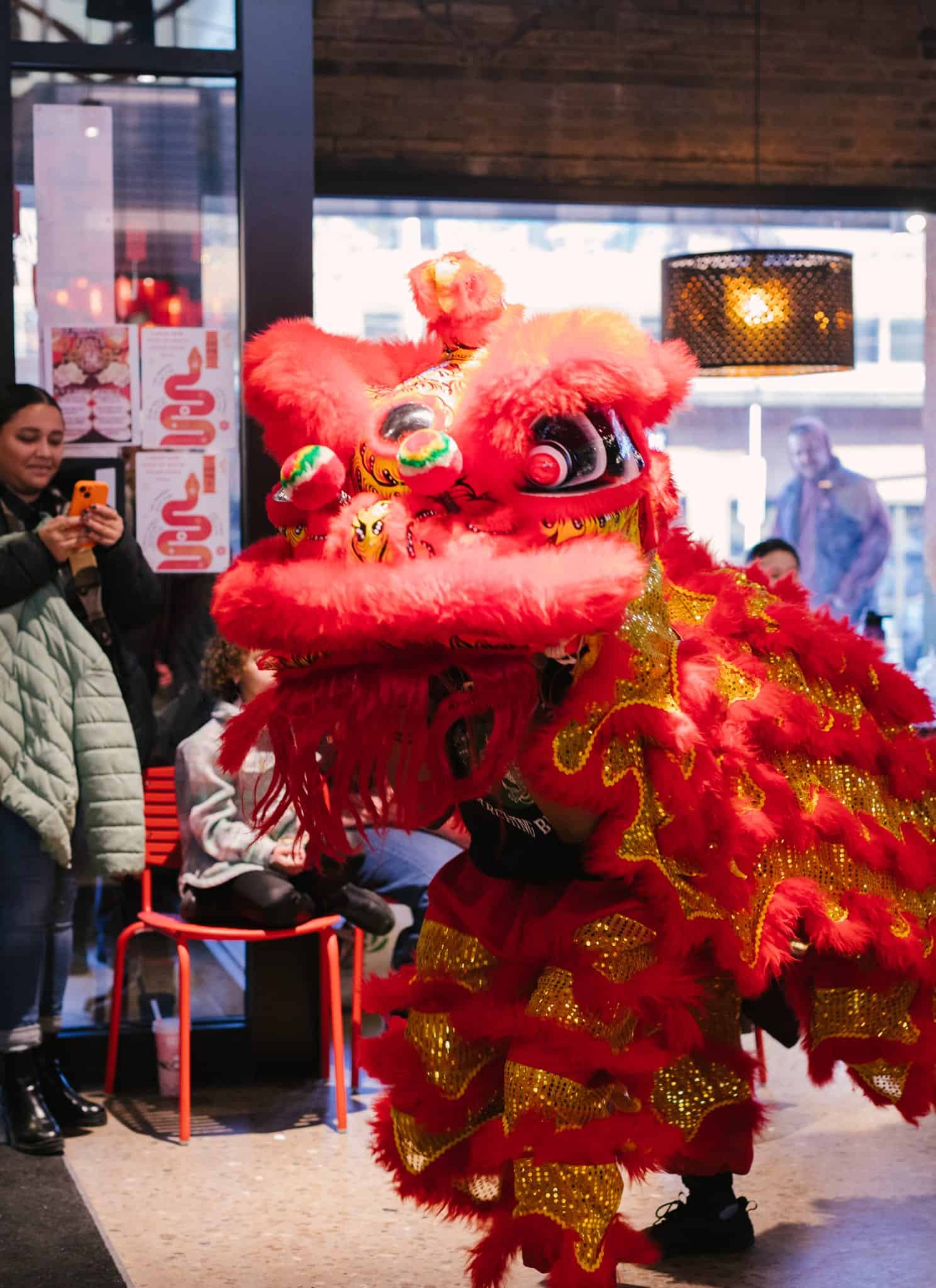A Lunar New Year dragon dance.