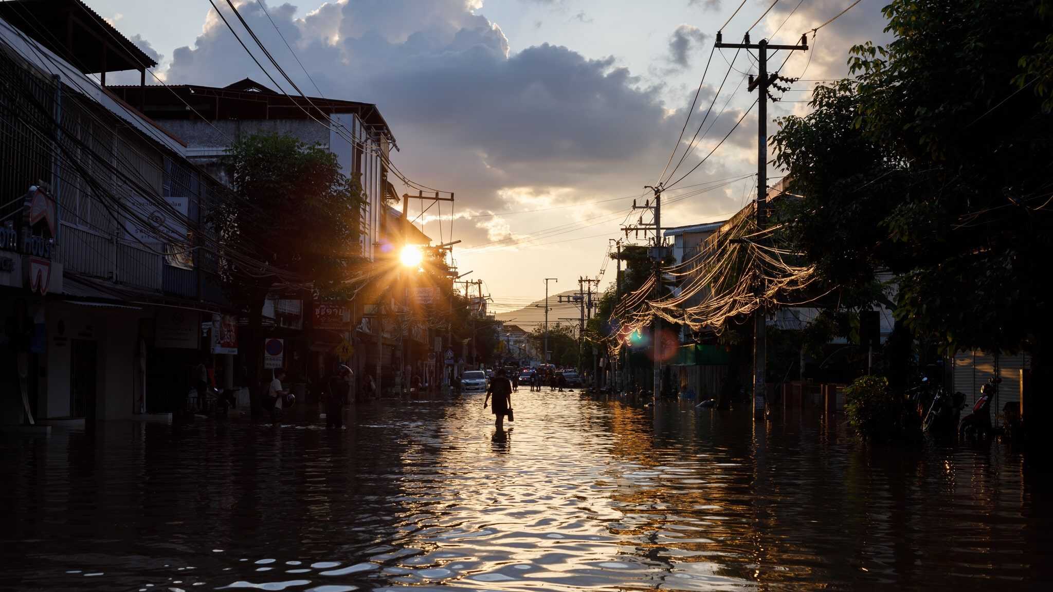 A flood in Chiang Mai, Thailand on October 6, 2024.