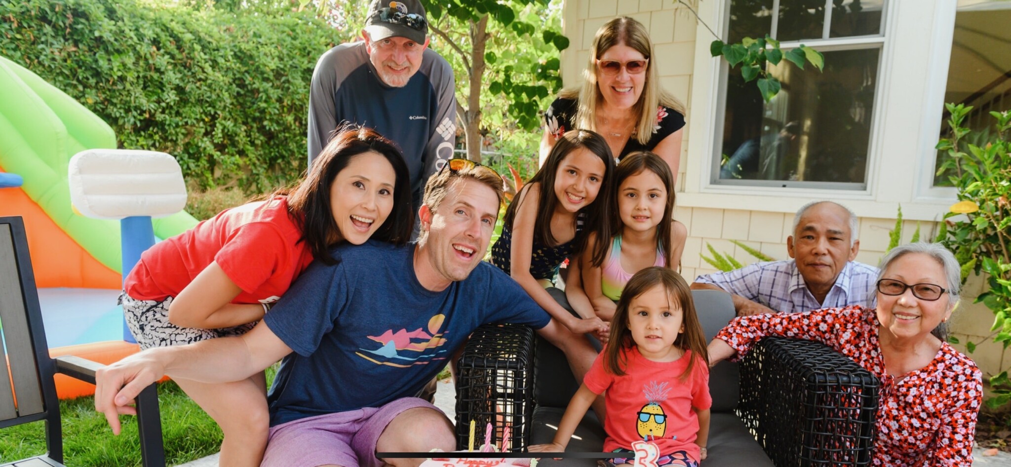 Vicky Nguyen with her husband, in-laws, kids, and parents.