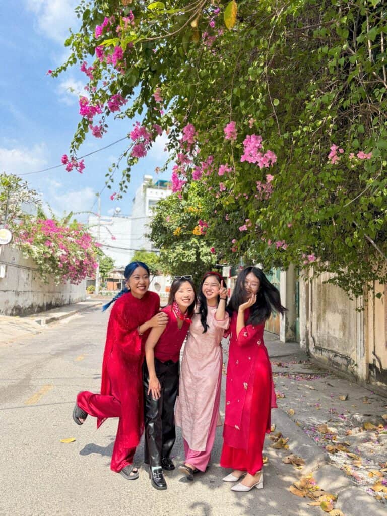Teresa Tran (pictured far left) in 2025 with her cousins in Vietnam; courtesy of Teresa Tran