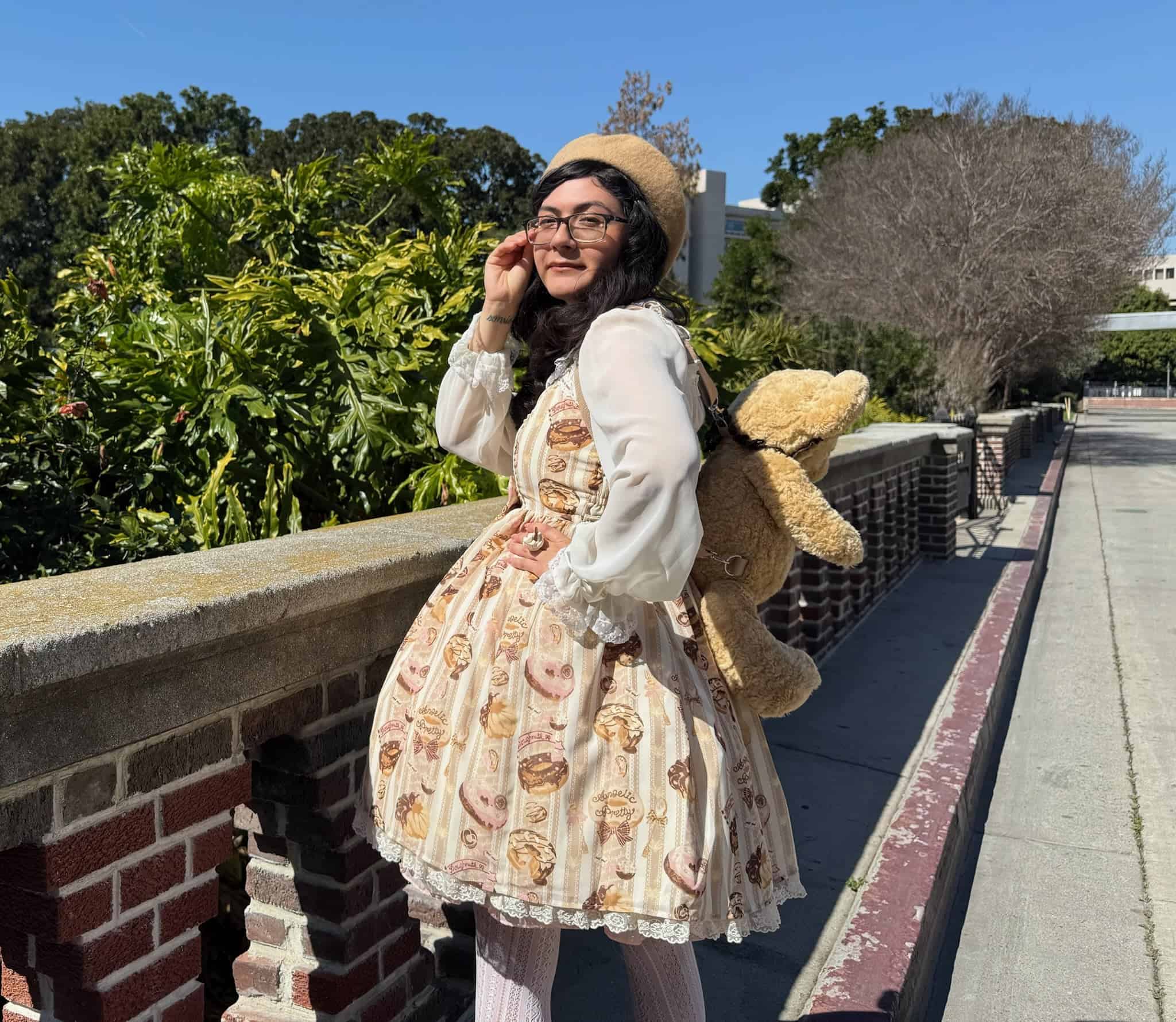 Gabby Salgado wears a sweet Lolita style at the Exposition Park Rose Garden.