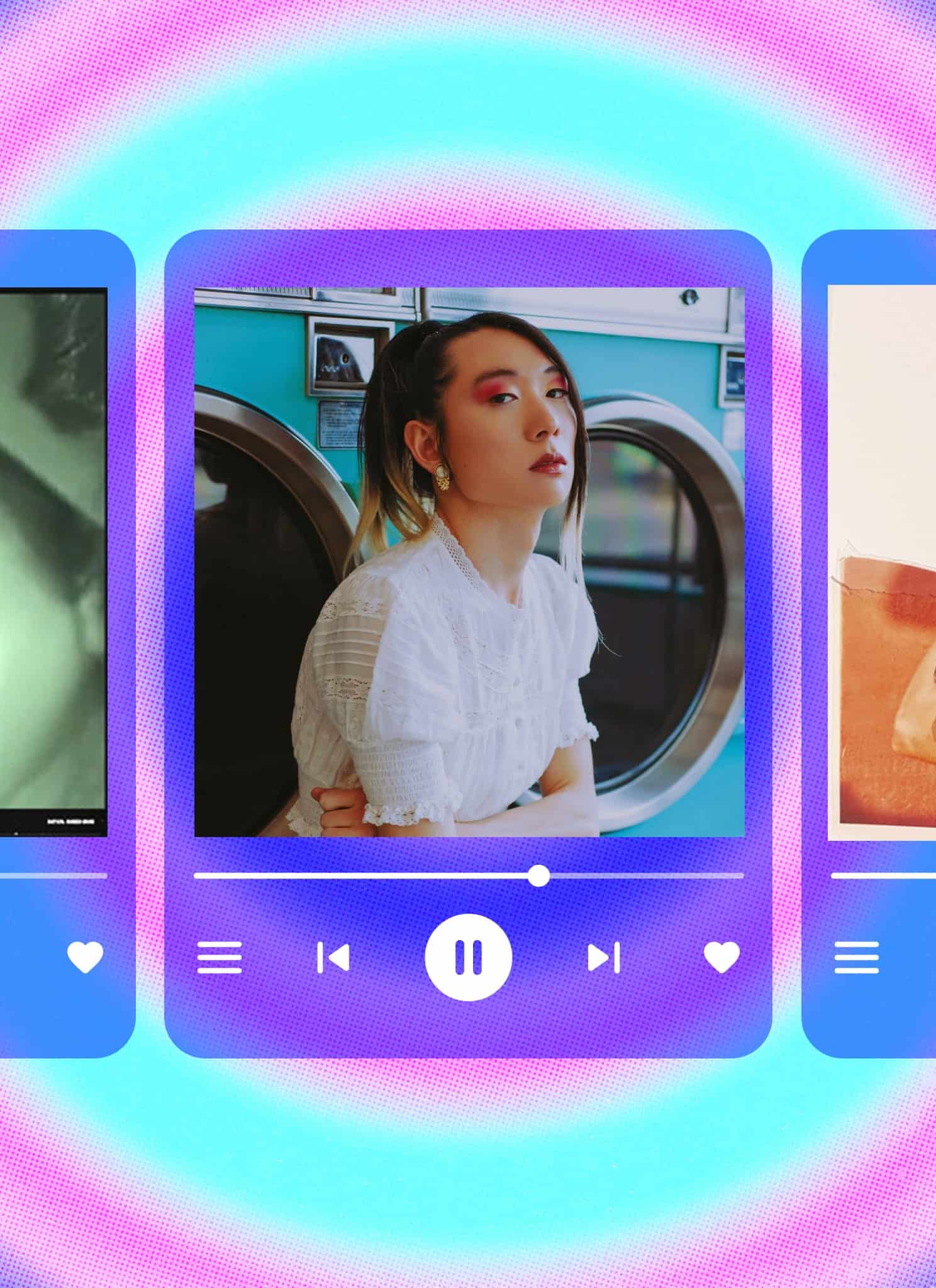 From left, cover art for “Haldi” by Mya Mehmi, “Serotonin Serenade” by SuperKnova, and “Becoming You” by BB Sway.