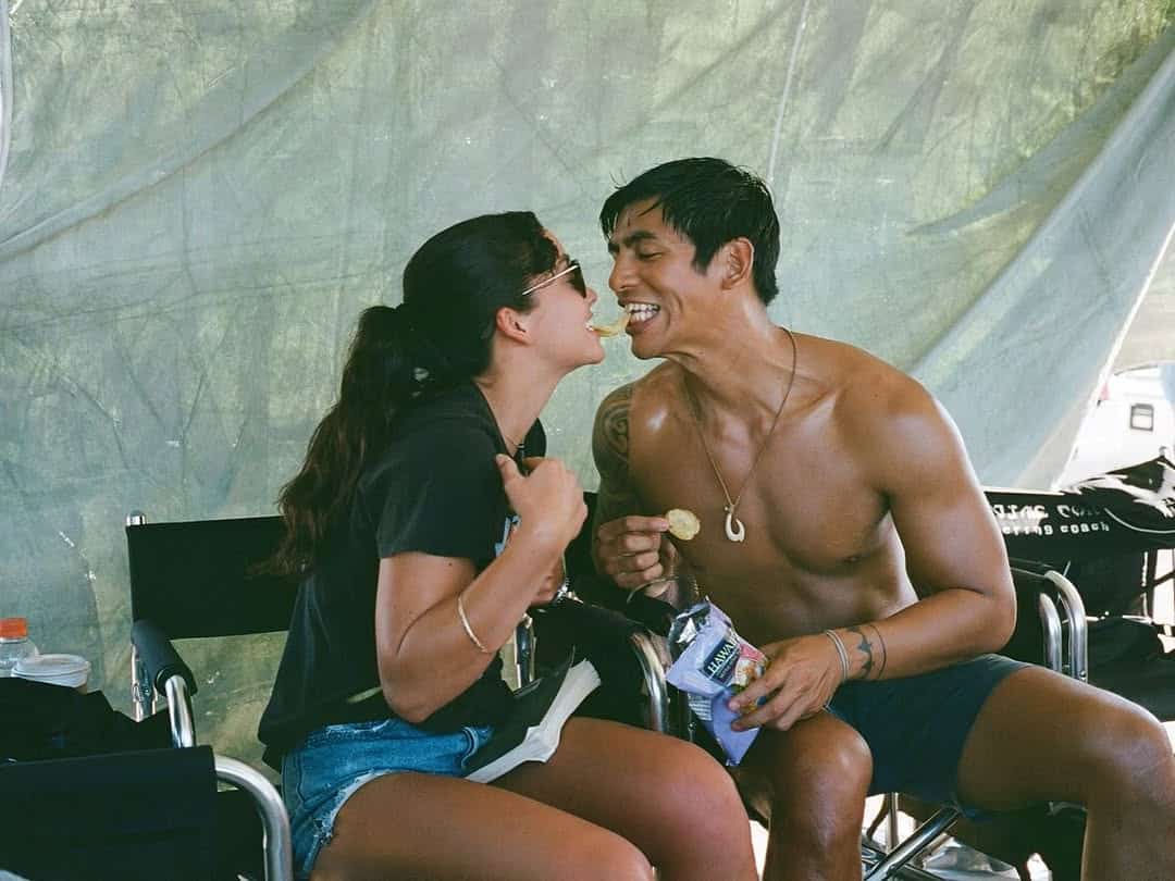 Sydney Elizebeth Agudong and Kaipo Dudoit on set of "Lilo & Stitch."