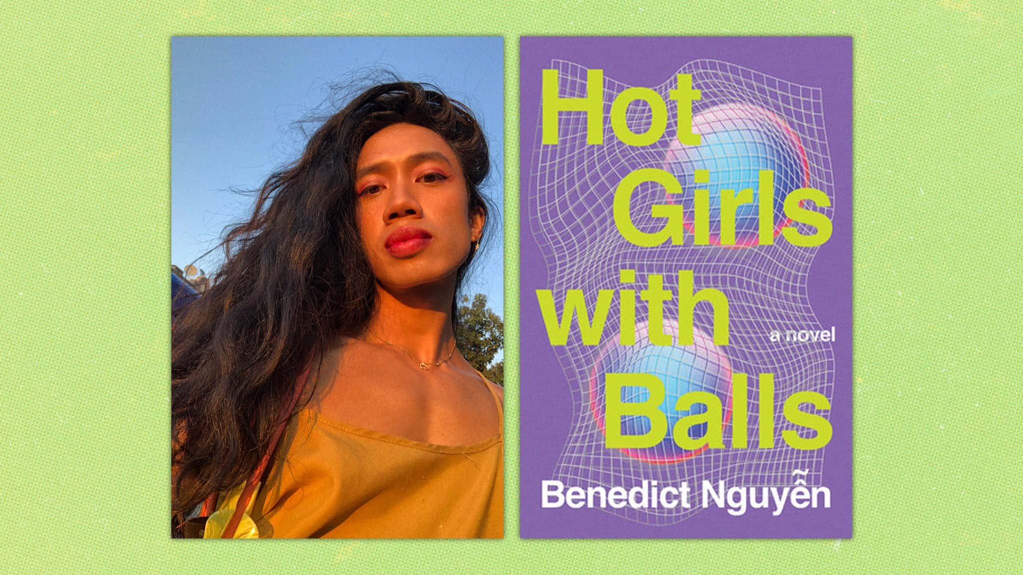 Benedict Nguyen next to their debut novel.