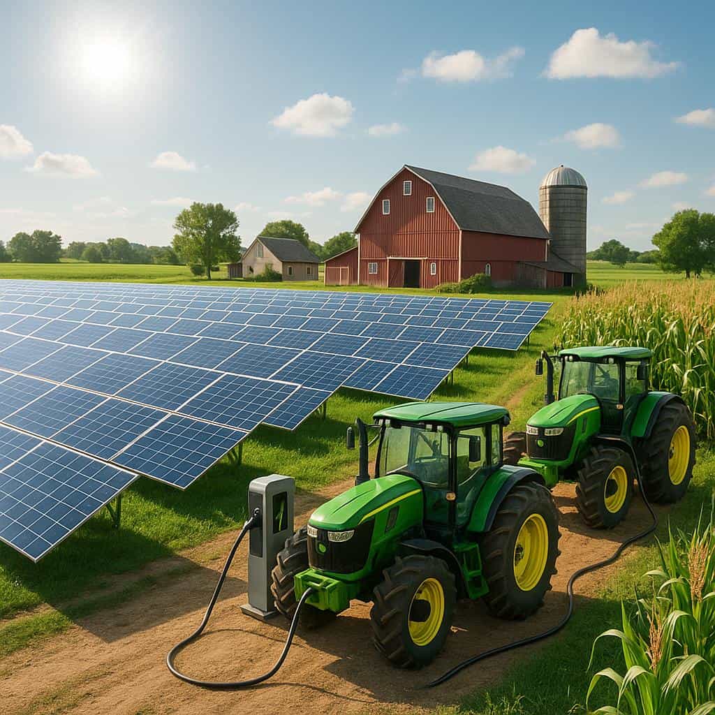 Electric tractor powered by renewable energy sources