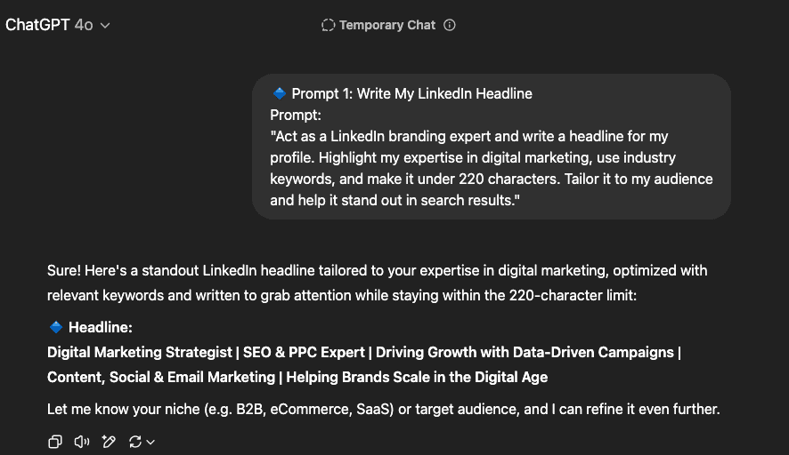 write linkedin headline