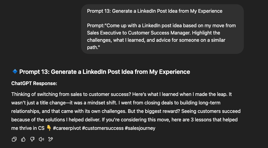 linkedin post idea chatgpt prompt