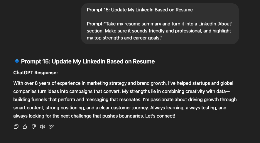 update linkedin based on resume