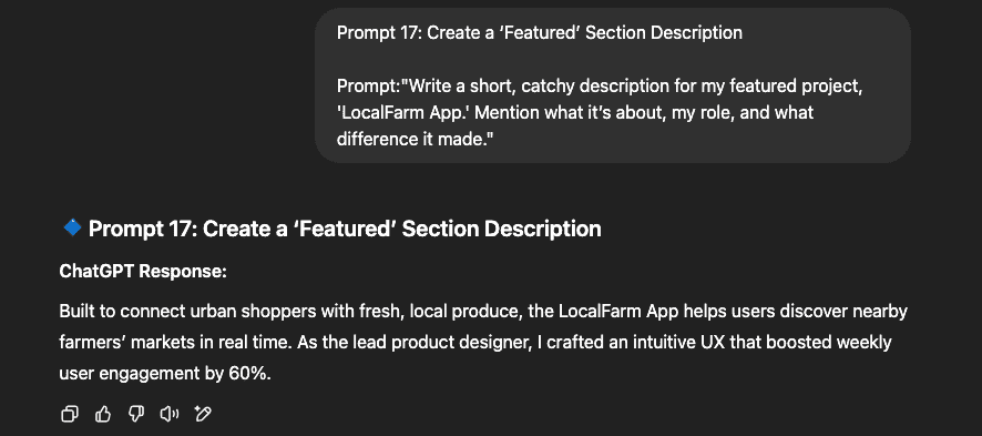 featured section for linkedin chatgpt prompt template