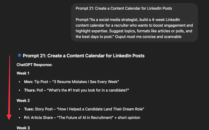 content calendar for linkedin posts