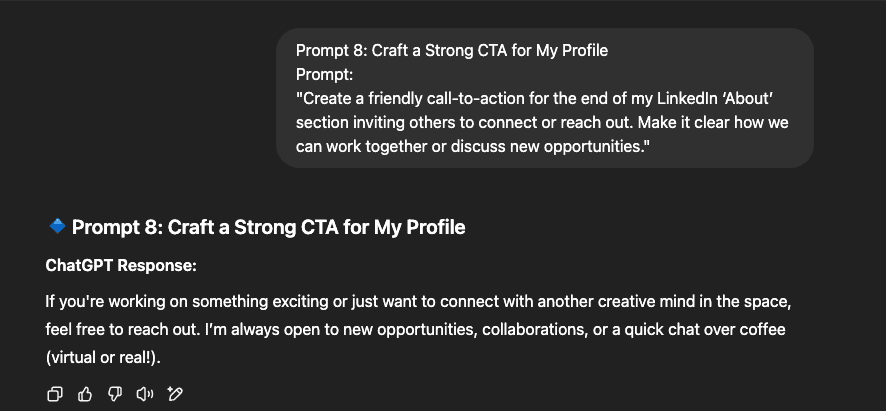CTA for LinkedIn profile