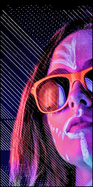 a woman wearing sunglasses and a face paint.