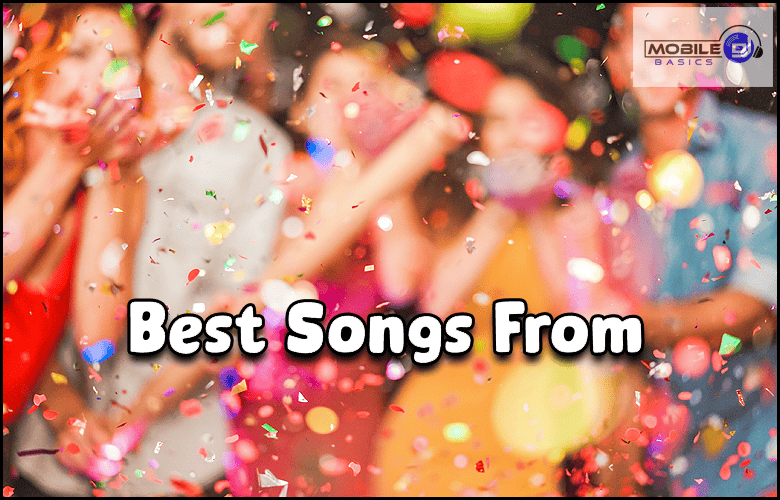 A group of people celebrating with colorful confetti, with the bold text "Best Songs From" capturing the joyful moment.