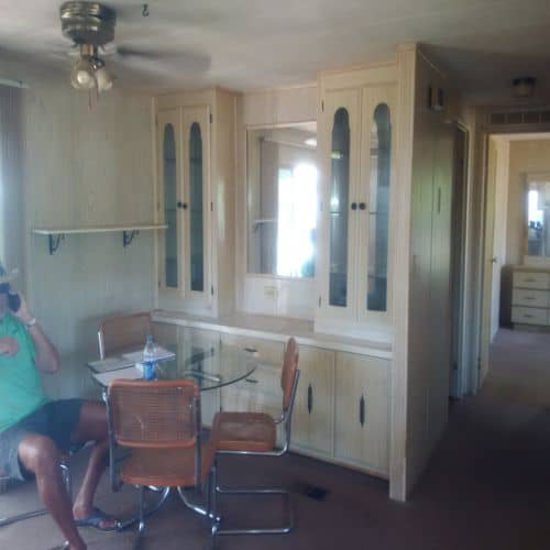 builtin hutch in dining room - $45,000 manufactured home renovation