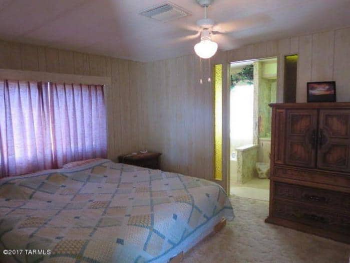 Favorite Classic Mobile Home Models of Mobile Home Experts- Fleetwood Festival Single Wide Master Bedroom Looking into Master Bathroom 