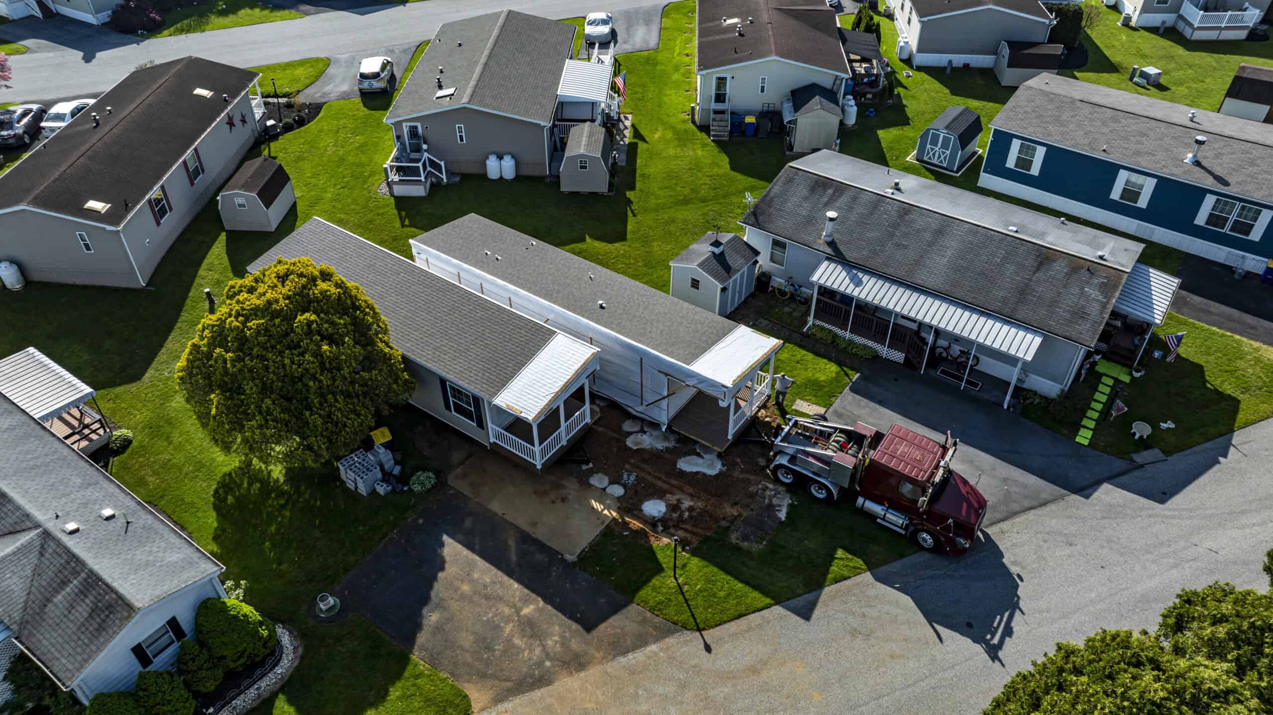 double wide install in park - aerial view - deposit