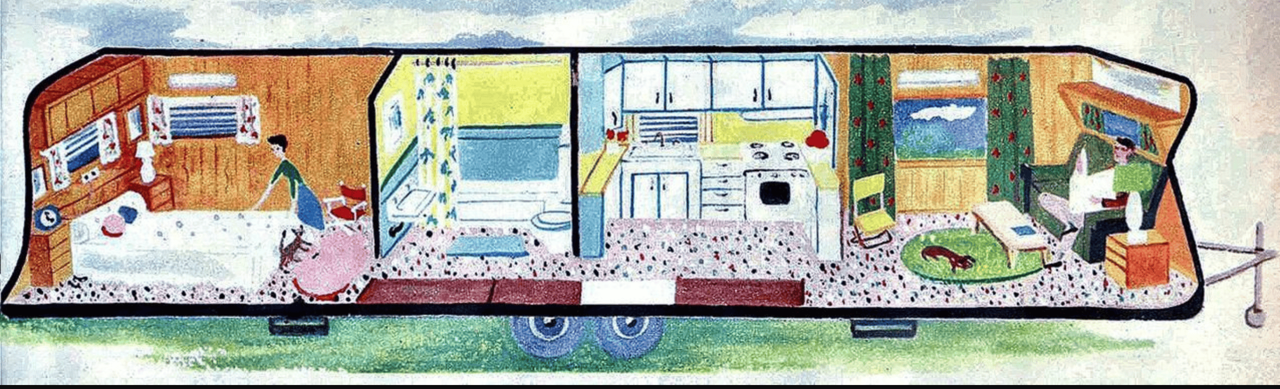 illustration of mobile home interior view