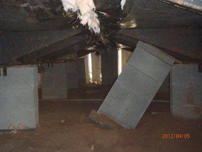 piers falling under a manufactured home - manufactured home inspection