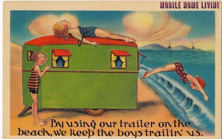 vintage mobile home postcard
