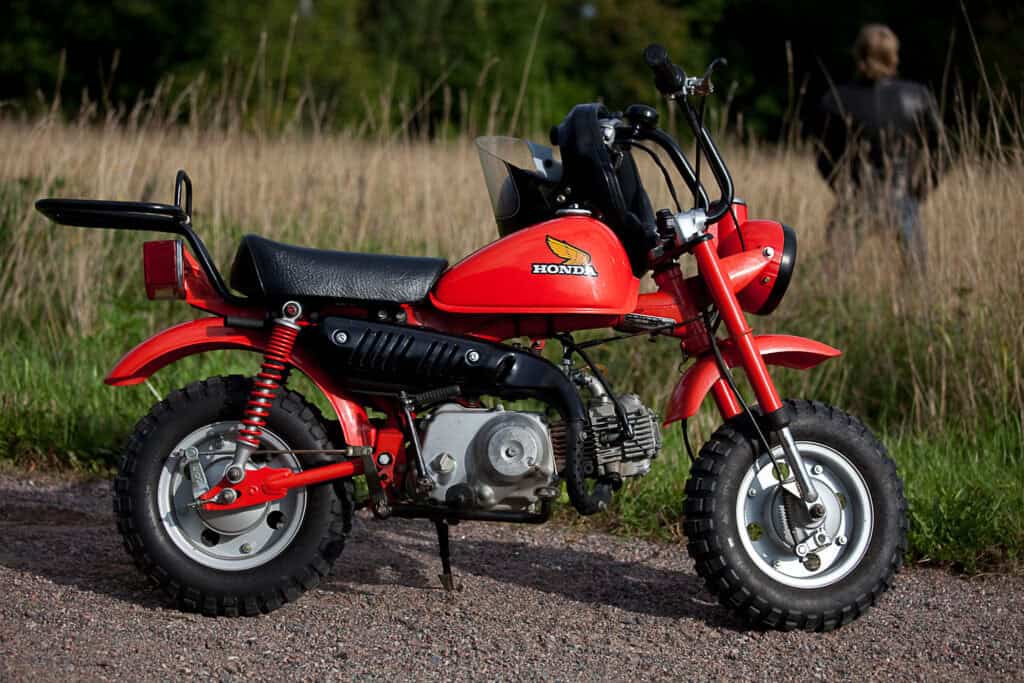Taking a break of riding Honda Monkey